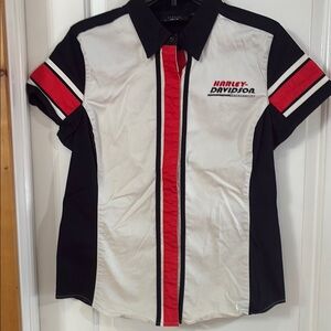 Harley-Davidson Black and White Casual Button Down Shirt